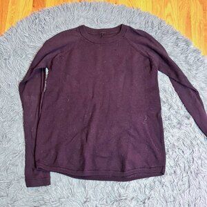 Lululemon Athletica Merino Wool Purple Crew Neck Sweater Fine Knit Size M